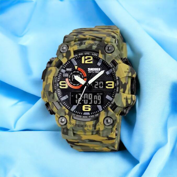 Часы наручные мужские SKMEI 1520CMGN CAMO GREEN, часы военные мужские, для военнослужащих. Цвет: камуфляж