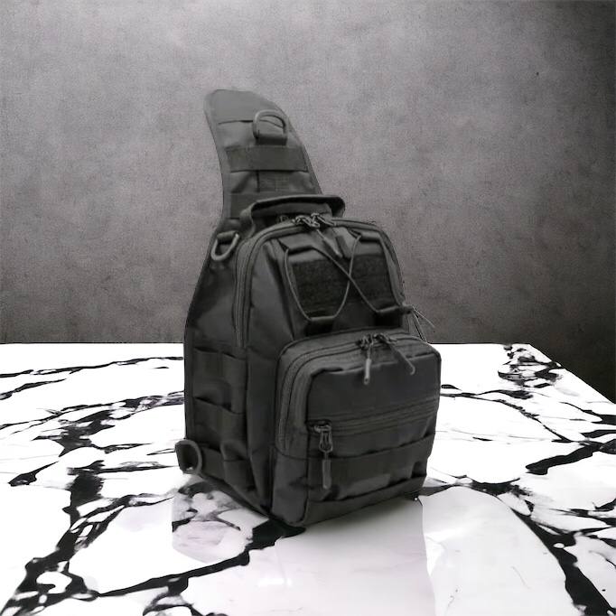 Качественная тактическая сумка, укрепленная мужская сумка рюкзак тактическая слинг. Цвет: черный