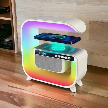 Ночник аккумуляторный RGB G3 с беспроводной зарядкой 15W и Bluetooth колонкой 3W Настольная смарт лампа