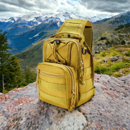 Качественная тактическая сумка, укрепленная мужская сумка рюкзак тактическая слинг. Цвет: койот