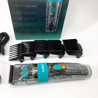 Машинка для стрижки волос и бороды VGR V-695 с LED дисплеем IPX7 влагозащита, Окантовочная машинка