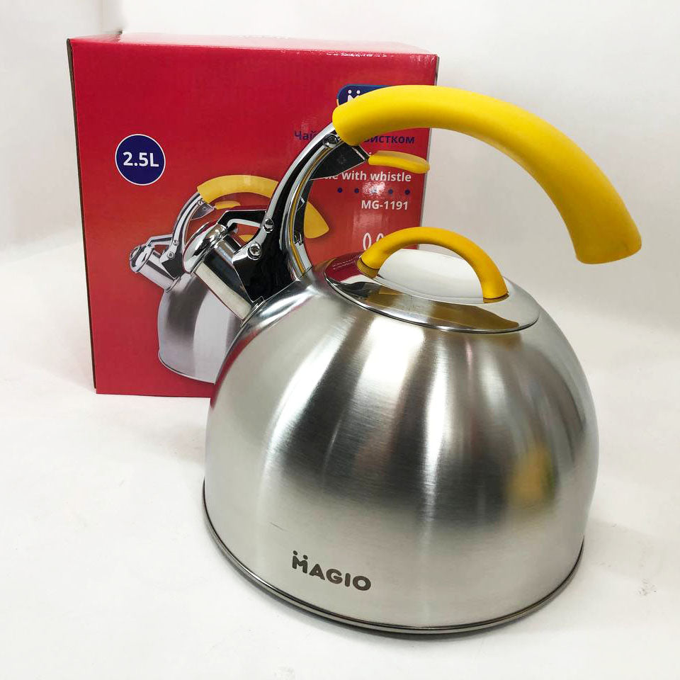 Чайник Magio MG-1191 2.5 Л со свистком, красивый чайник для газовой плиты, чайник на плиту, чайник газовый