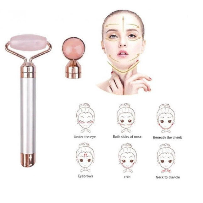 Массажер ролик электрический для лица Facial Roller Massager. Цвет: бежевый