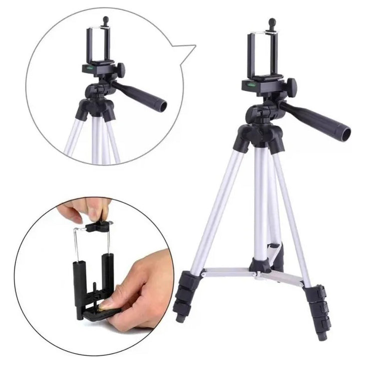 Штатив для телефона и фотоаппарата Tripod 3110 PRO портативный трипод 0,35-1.02м высота. Цвет: серебряный