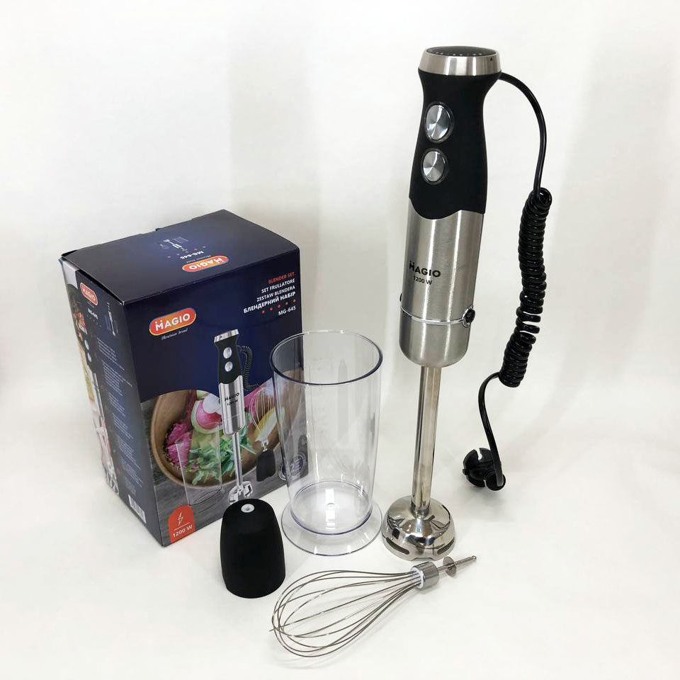 Блендер погружной 3в1 Magio MG-645 1200 Вт, миксер блендер ручной, блендер для молочных коктейлей