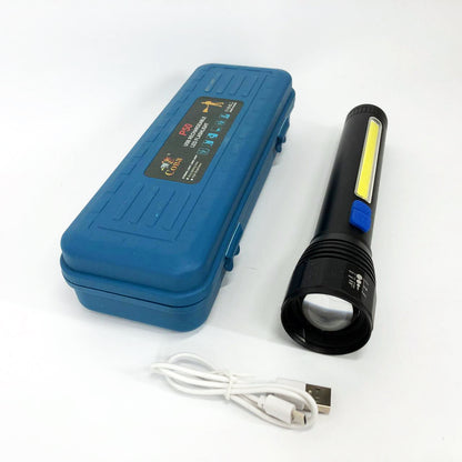 Фонарь ручной с оптическим зумом CB-C13-P50+COB, Мощный аккумуляторный лед фонарик, Лед фонарь ручной