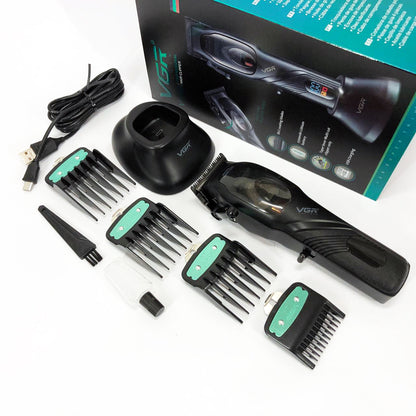 Машинка для стрижки волос VGR V-269 (профессиональная) с дисплеем и 4 насадками, окантовочная машинка