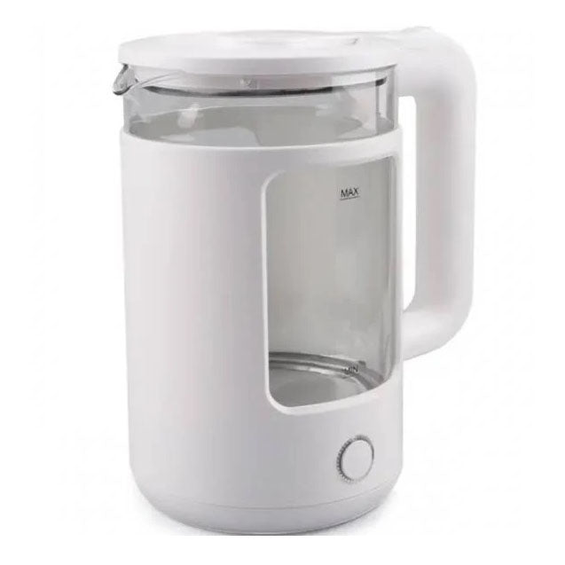 Электрочайник Rainberg RB-2220 стеклянный, дисковый прозрачный. Чайник с подсветкой 2200 Вт. Цвет: белый