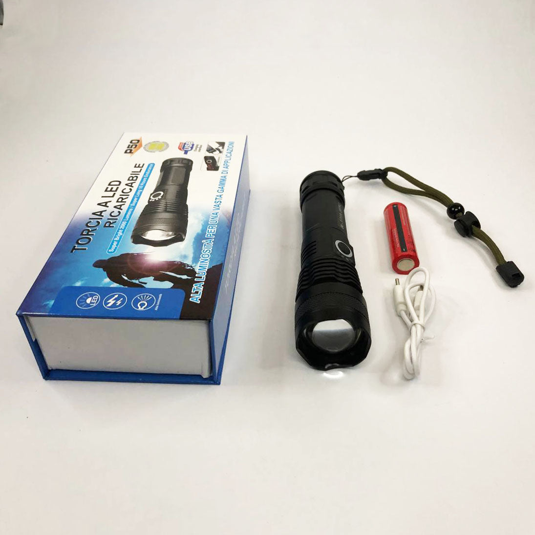 Фонарь ручной Police X71A-HP50, ЗУ micro USB, 1x18650/3xAAA, zoom, индикация заряда, качественный фонарик