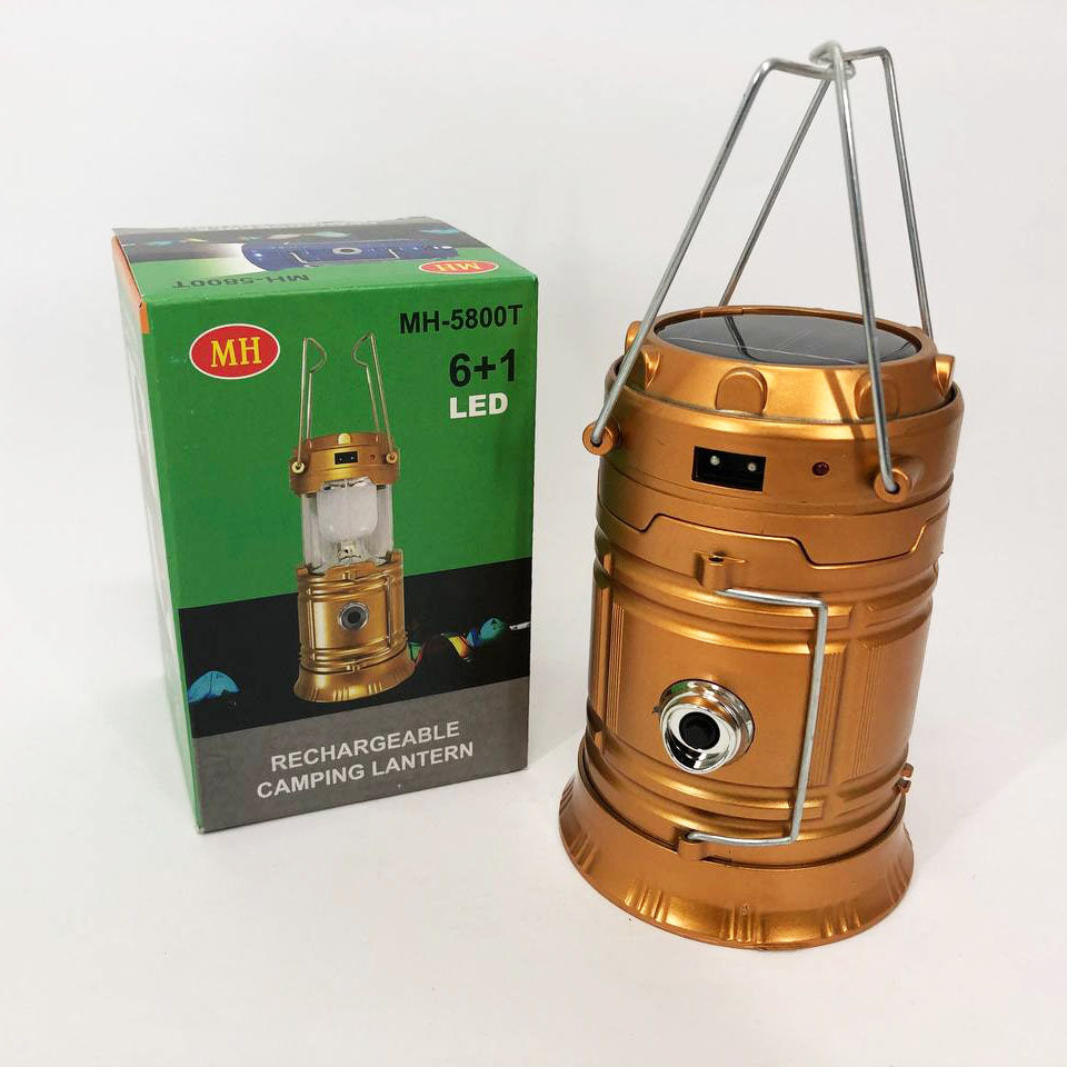 Туристический фонарь-лампа на солнечной батарее с павером CAMPING MH-5800T (6+1 LED). Цвет: коричневый