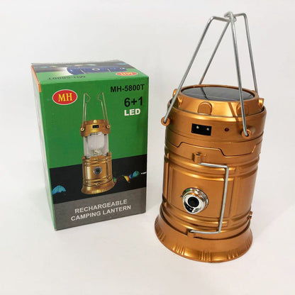 Туристический фонарь-лампа на солнечной батарее с павером CAMPING MH-5800T (6+1 LED). Цвет: коричневый