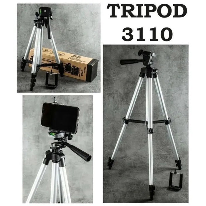 Штатив для телефона и фотоаппарата Tripod 3110 PRO портативный трипод 0,35-1.02м высота. Цвет: серебряный