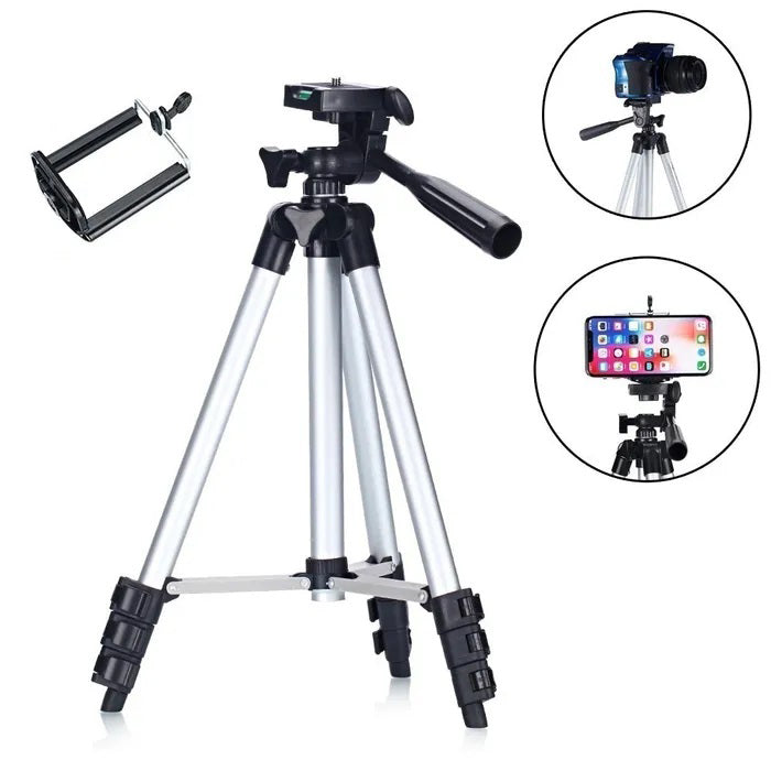 Штатив для телефона и фотоаппарата Tripod 3110 PRO портативный трипод 0,35-1.02м высота. Цвет: серебряный