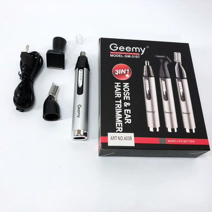 Триммер для носа и ушей GEMEI GM-3107 3в1, электробритва с насадками для бороды, тример для бороды