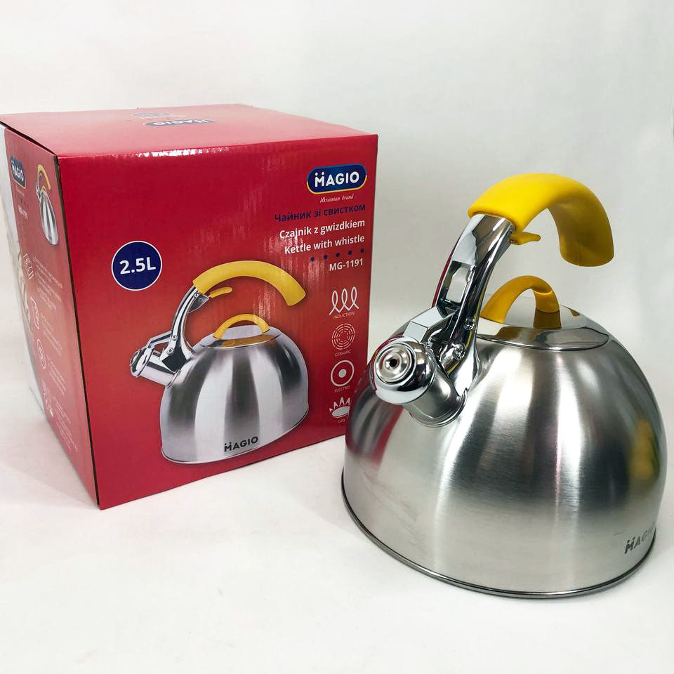 Чайник Magio MG-1191 2.5 Л со свистком, красивый чайник для газовой плиты, чайник на плиту, чайник газовый