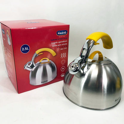 Чайник Magio MG-1191 2.5 Л со свистком, красивый чайник для газовой плиты, чайник на плиту, чайник газовый