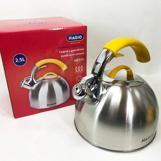 Чайник Magio MG-1191 2.5 Л со свистком, красивый чайник для газовой плиты, чайник на плиту, чайник газовый