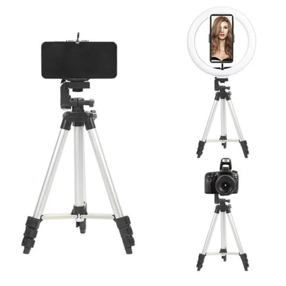 Штатив для телефона и фотоаппарата Tripod 3110 PRO портативный трипод 0,35-1.02м высота. Цвет: серебряный