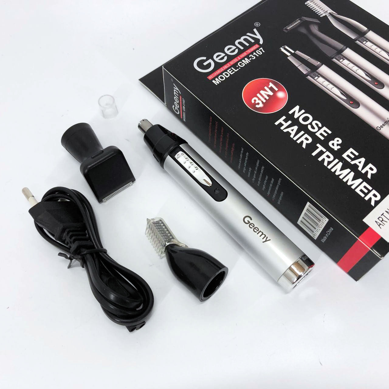 Триммер для носа и ушей GEMEI GM-3107 3в1, электробритва с насадками для бороды, тример для бороды