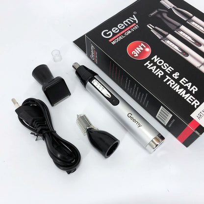 Триммер для носа и ушей GEMEI GM-3107 3в1, электробритва с насадками для бороды, тример для бороды