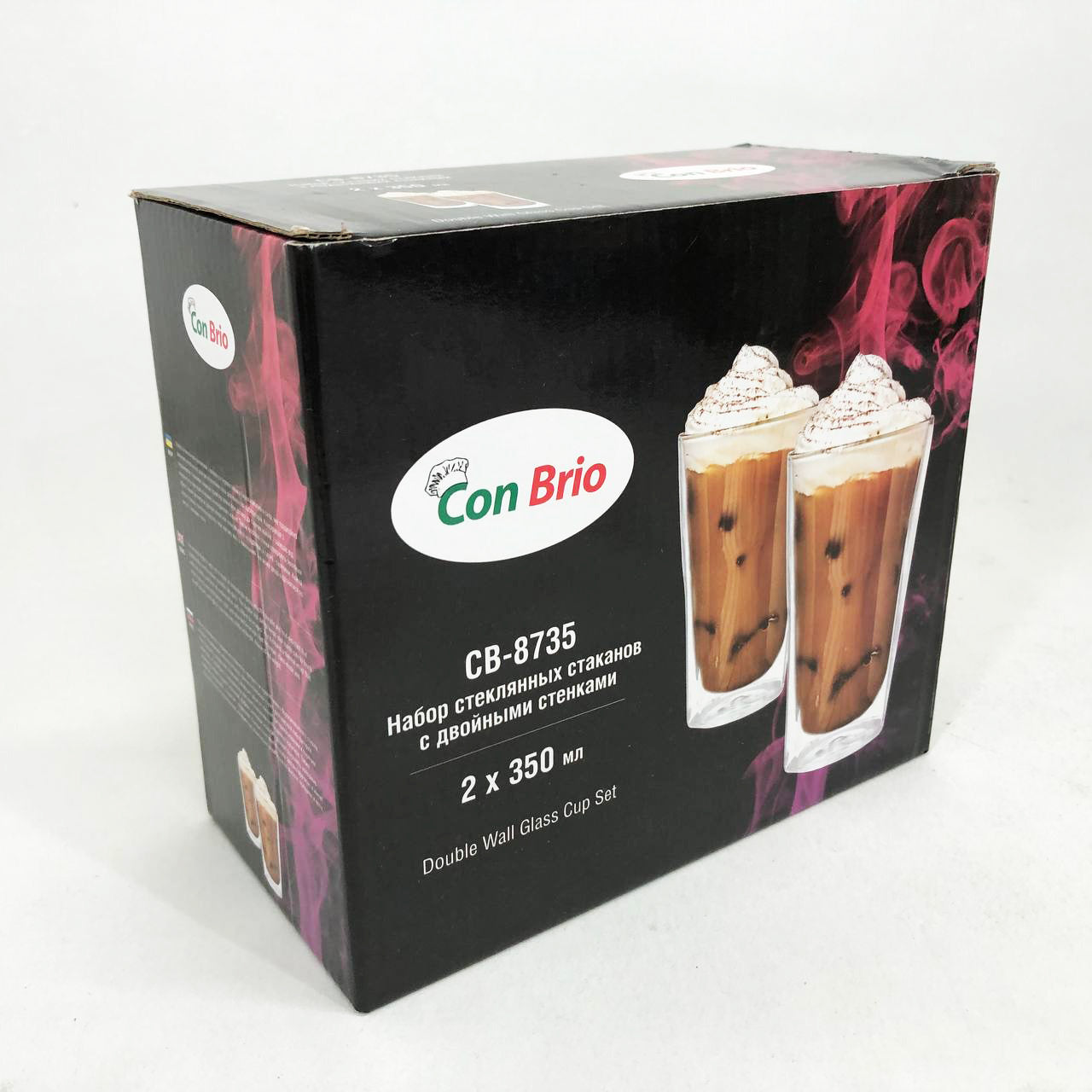 Набір склянок із подвійним дном Con Brio CB-8735-2 350 мл 2 шт, прозорі чашки з подвійними стінками