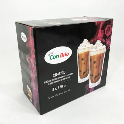 Набір склянок із подвійним дном Con Brio CB-8735-2 350 мл 2 шт, прозорі чашки з подвійними стінками