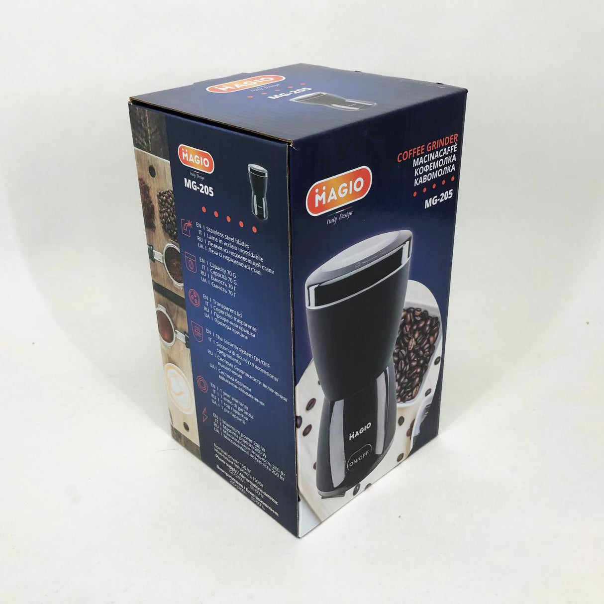 Кофемолка MAGIO MG-205 200 Вт, Кофемолка бытовая электрическая, Портативная кофемолка, Измельчитель кофе