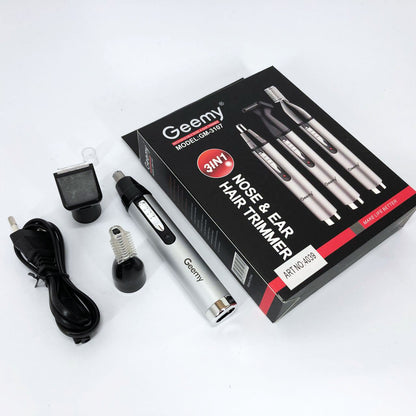 Триммер для носа и ушей GEMEI GM-3107 3в1, электробритва с насадками для бороды, тример для бороды