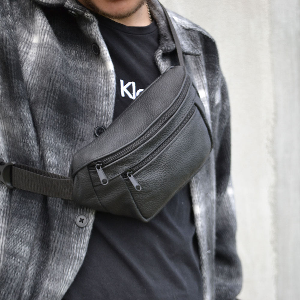 Мужская бананка из натуральной кожи, Бананка для мужчин, Бананка напоясная сумка, бананка вместительная