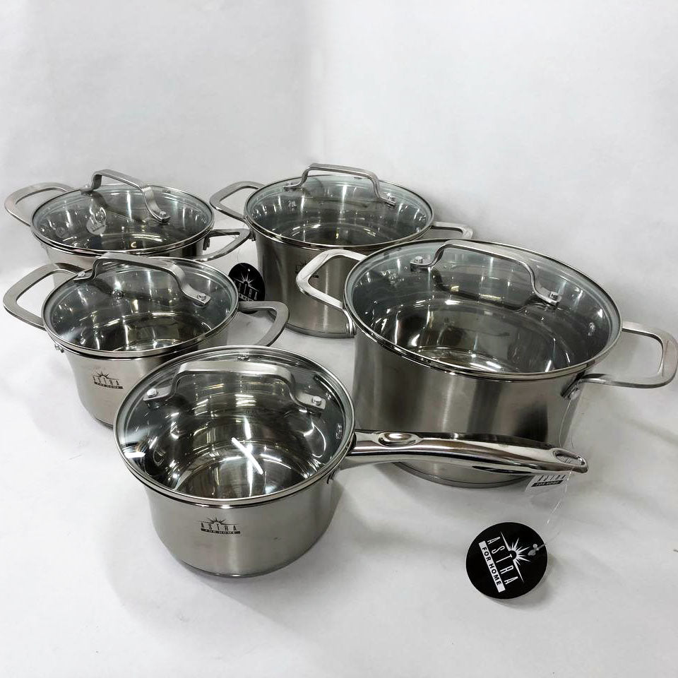 Набор посуды 10 предметов ASTRA A-2310, набор кастрюль для электроплиты, сборный набор кастрюль