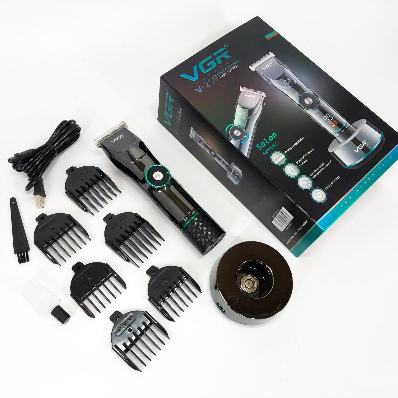 Профессиональная беспроводная машинка для стрижки волос и бороды VGR V-256, беспроводная электробритва