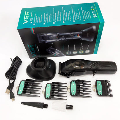 Машинка для стрижки волос VGR V-269 (профессиональная) с дисплеем и 4 насадками, окантовочная машинка