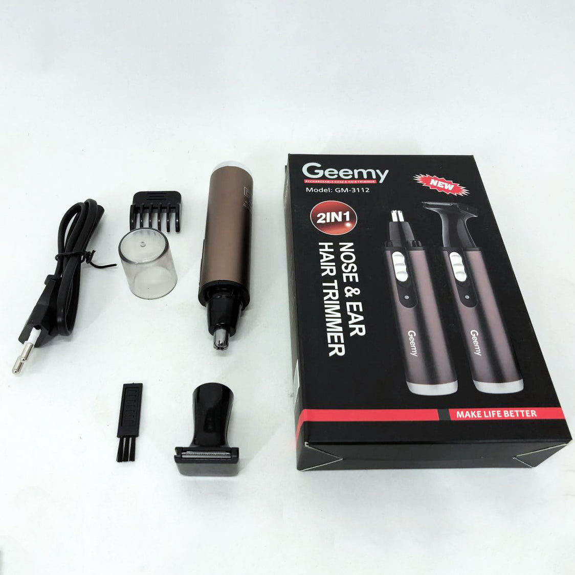 Триммер GEMEI GM-3112 2в1, электробритва с насадками для бороды, тример для бороды, триммер беспроводной