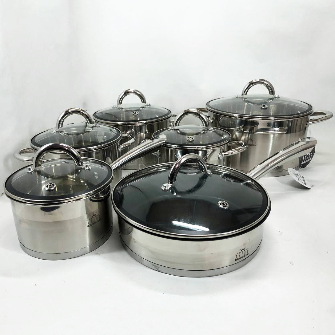 Набор посуды 12 предметов ASTRA A-2412, набор казанов, набор кастрюль из нержавеющей стали