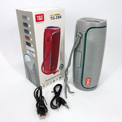 Портативная Bluetooth колонка с LED подсветкой TG288, аккумуляторная колонка для музыки. Цвет: серый