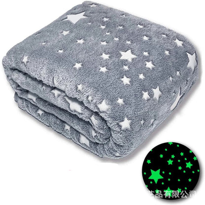 Светящийся в темноте плед плюшевое покрывало Blanket kids Magic Star 150х100 см флисовое одеяло. Цвет: серый