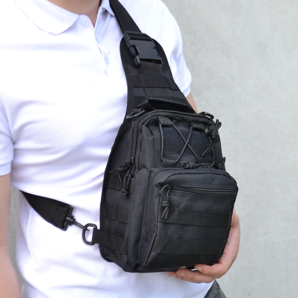 Набор: армейская черная сумка + фонарь тактический профессиональный POLICE BL-X71-P50