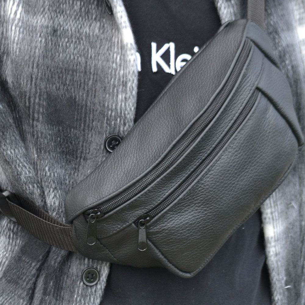 Комплект: кожаная бананка + тактический фонарь