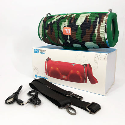 Портативная колонка TG642 с RGB подсветкой и ремешком, колонка для вечеринки. Цвет: камуфляж