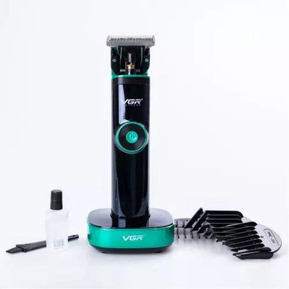 Универсальная машинка триммер для стрижки волос VGR V-671 аккумуляторный с набором насадок и LED дисплеем