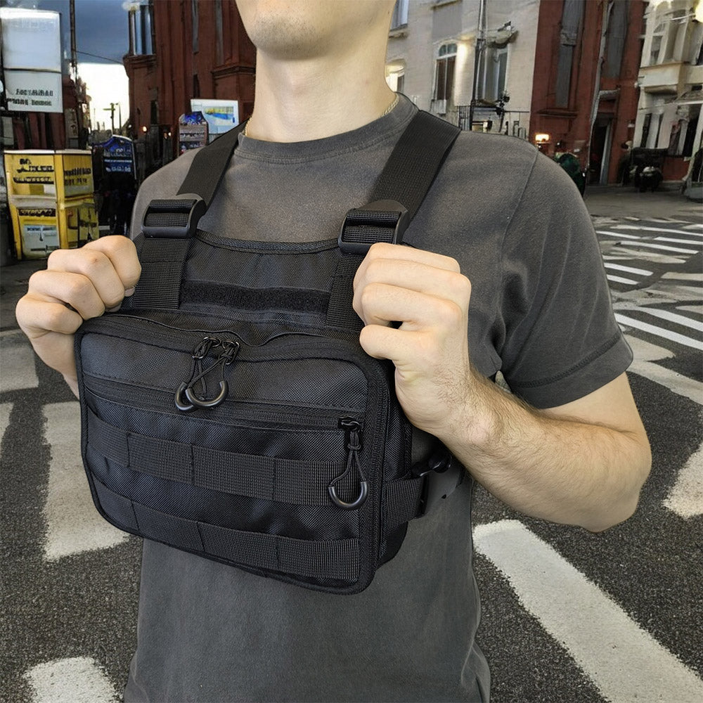 Нагрудная тактическая сумка мужская, сумка через плечо черная разгрузка