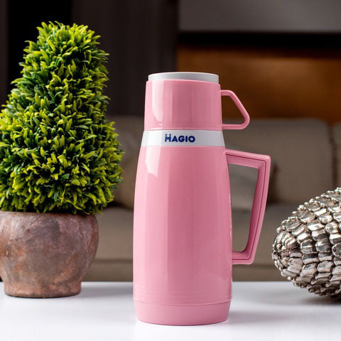 Термос Magio MG-1051P со стеклянной колбой, Термос для питьевой воды, термос для дома. Цвет: розовый