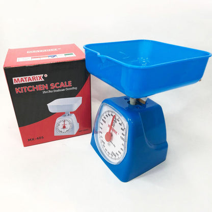 Весы кухонные механические MATARIX MX-405 5 кг, весы пищевые, весы со съемной чашей. Цвет: синий