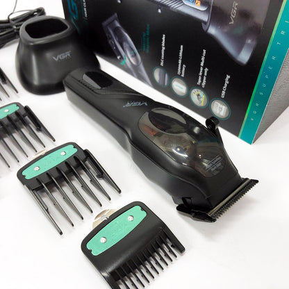 Машинка для стрижки волос VGR V-269 (профессиональная) с дисплеем и 4 насадками, окантовочная машинка