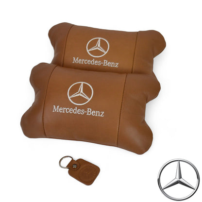 Комплект 2шт для подголовника Mercedes-Benz изготовлен из натуральной коричневой кожи. Комфорт в авто
