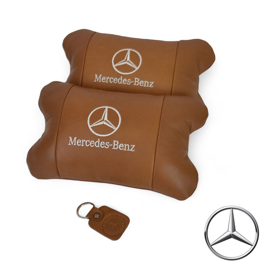 Комплект 2шт для подголовника Mercedes-Benz изготовлен из натуральной коричневой кожи. Комфорт в авто