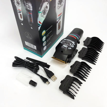 Машинка для стрижки волос и бороды профессиональная VGR V-699 с насадками и LED дисплеем. Цвет: черный