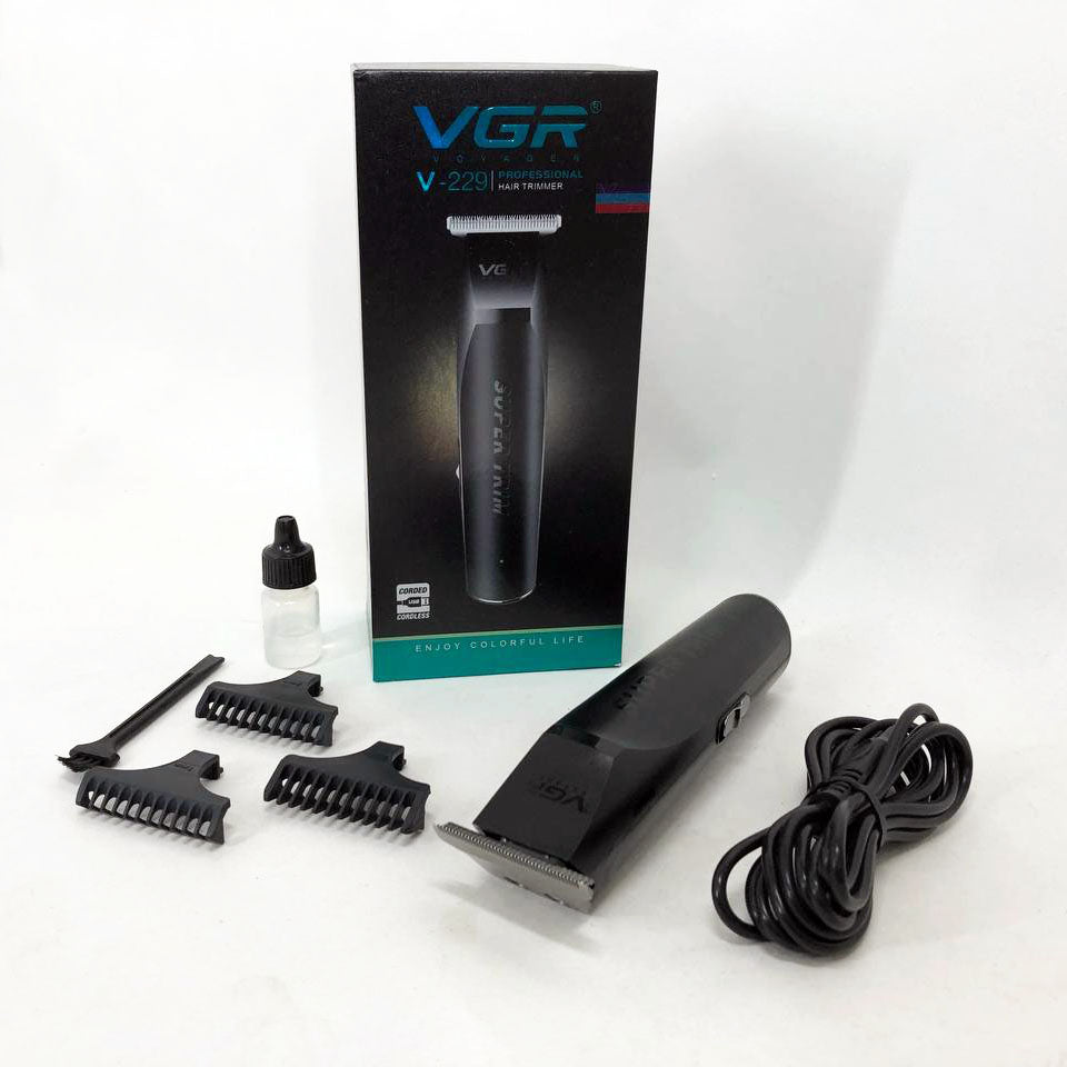 Машинка для стрижки VGR V-229 беспроводная с комплектом насадок, окантовочная машинка