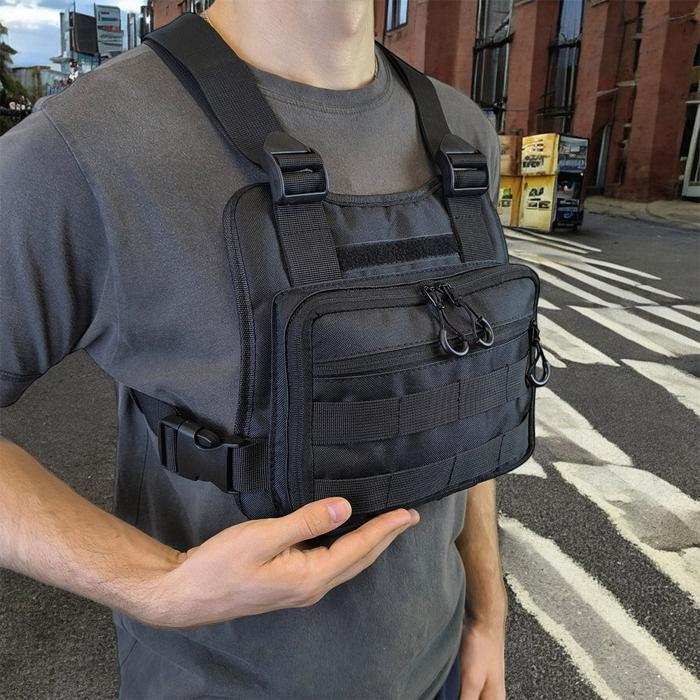 Нагрудная тактическая сумка мужская, сумка через плечо черная разгрузка