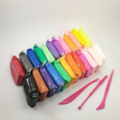 Легкий воздушный пластилин 24 цвета для лепки с инструментами набор для творчества художественный